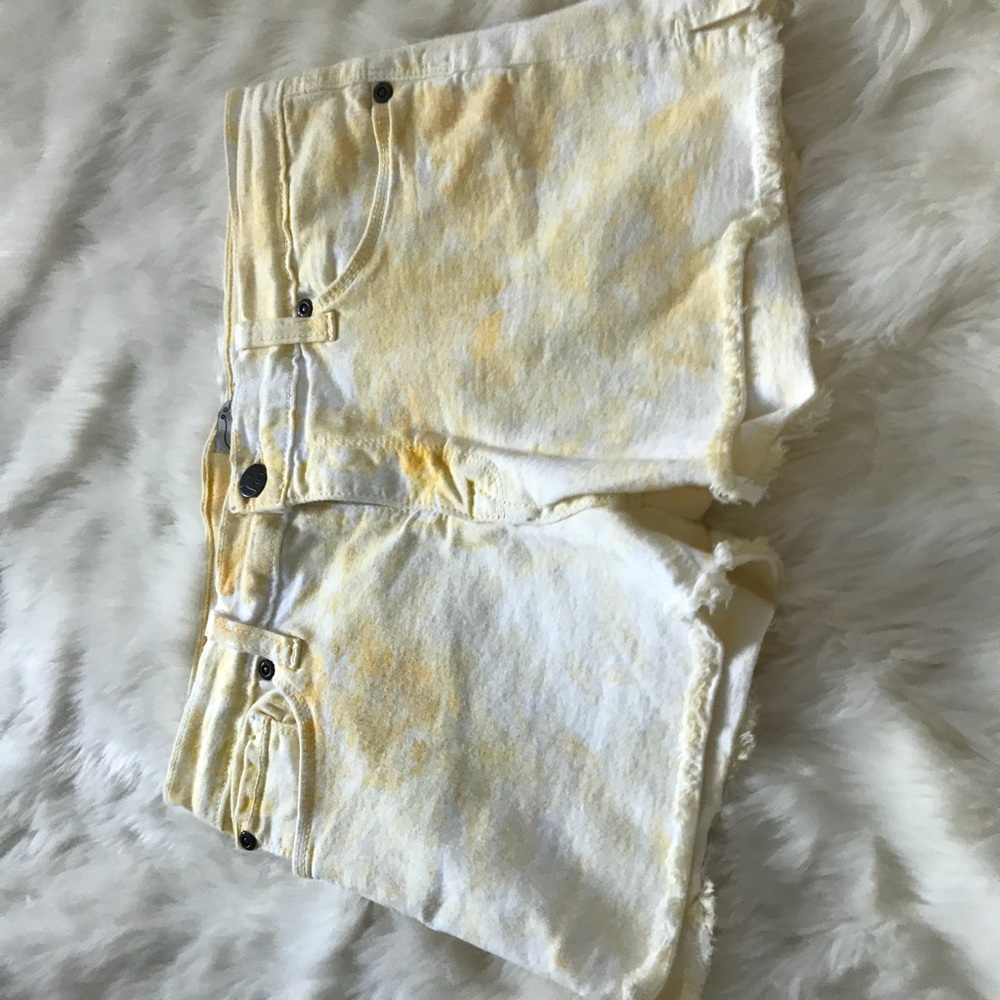 Yellow and white tie-dye shorts